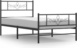 vidaXL - Bedframe - met - hoofd- - en - voeteneinde - metaal - zwart - 100x190 - cm