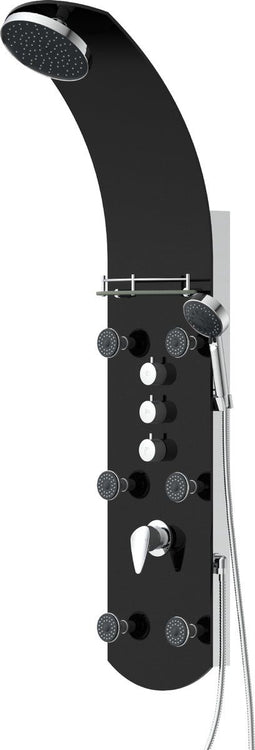 EISL KARIBIK glas-douchepaneel met mengkraan, zwart