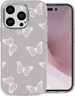 iMoshion Hoesje Geschikt voor iPhone 14 Pro Hoesje Siliconen - iMoshion Design hoesje - Grijs / Butterfly