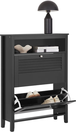 SoBuy FSR152-SCH - Schoenenkast - 2 opbergvakken - Zwart