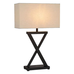 Atmooz - Tafellamp Rome - E27 - Slaapkamer / Woonkamer - Sfeerlamp Industrieel - Zwart en witte kap - Hoogte 56cm - Metaal