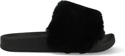 Warmbat Barlee - Dames Slippers - Pluizige voetband van wol - Zwart - Maat 40