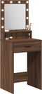 vidaXL - Kaptafel - met - LED-verlichting - - - Bruin - Eik, - 50x41x135 - cm