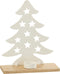 J-Line theelichthouder Kerstboom - aluminium/hout - naturel/wit - large