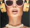 Sierkussen Lady headphone - 45 x 45 cm (met echte kralenketting)