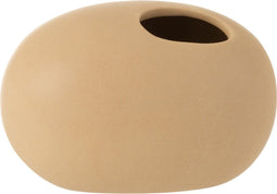 J-Line vaas Ovaal - keramiek - beige - small - Ø 10 cm