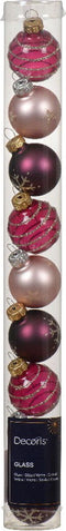 Kerstballen glas d3 cm roze 9st