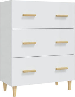 vidaXL - Dressoir - 70x34x90 - cm - bewerkt - hout - hoogglans - wit