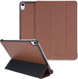Selencia Tablet Hoes Geschikt voor iPad Air 5 (2022) /iPad Air 11 inch (2024) M2 / iPad Air 4 (2020) - Selencia Nuria Vegan Lederen Trifold Bookcase - Bruin