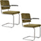 Zuiver Ridge Rib Eetkamerstoelen met armleuning Groen - Set van 2