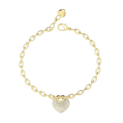 GUESS Crazy In Love - Armband - Hart hanger met glassteen - Goudkleurig