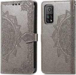 iMoshion Hoesje Geschikt voor Xiaomi Mi 10T Pro / Mi 10T Hoesje Met Pasjeshouder - iMoshion Mandala Bookcase - Grijs