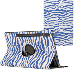 imoshion Tablet Hoes - Geschikt voor Samsung Galaxy Tab S9 11.0 inch Plus / Galaxy Tab S9 11.0 inch FE Plus / Galaxy Tab S10 Plus - 360° Draaibare Design Bookcase 2.0 - White Blue Stripes