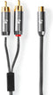 Nedis Subwoofer-Kabel - 2x RCA Male - RCA Female - Verguld - 0.20 m - Rond - 4.5 mm - Antraciet / Gun Metal Grijs - Cover Window Box
