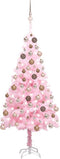 vidaXL - Kunstkerstboom - met - verlichting - en - kerstballen - 120 - cm - PVC - roze