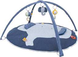 Trixie Speelmat/ Activiteitenboog Mrs. Elephant - Speelboog voor Baby - Zachte Activiteitenboog - Speeltapijt Olifant - Blauw