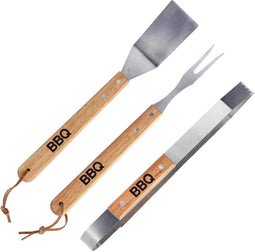 Alpina BBQ Set 3-Delig - Barbecue Gereedschap Spatel Tang Vleesvork - BBQ Accessoires Roestvrij