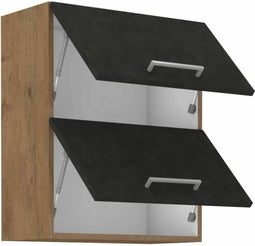 ROCK hoge kast - Melamine met lancelot eiken en matera grijs decor - 1 deur - L60 x H72 cm