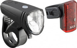 AXA Greenline set Voor+Achter 15 LUX - 1 LED oplaadb. zwart