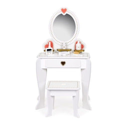 Kaptafel kind - met spiegel en kruk - 50x33x92,5 cm - wit