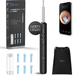 Dentect Oorsmeer Verwijderaar - Oorreiniger met Camera - 6 Opzetstukjes - HD Camera - Lichtfunctie - Zwart