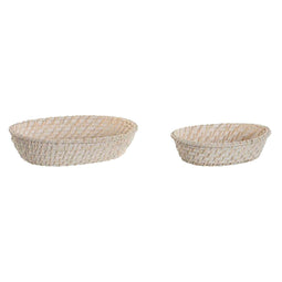 Basket spelset Home ESPRIT Wit Natuurlijk Bamboe Rotan 29 x 22 x 7 cm