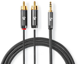 Nedis CATB22200GY20 - Kabel 3.5mm naar RCA - 200cm - Grijs