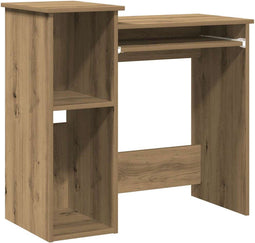 vidaXL - Bureau - met - schappen - 84x40x78 - cm - bewerkt - hout - artisanaal - eiken