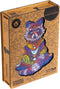 UNIDRAGON Houten Puzzel Voor Volwassenen Dier - Uitstralende Wasbeer - 196 stukjes - Medium 24x32 cm