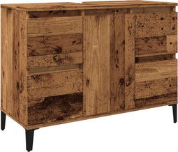 vidaXL - Wastafelkast - 80x33x60 - cm - bewerkt - hout - oud - houtkleurig
