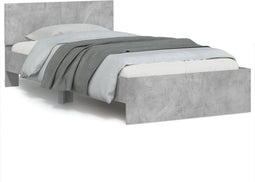 vidaXL - Bedframe - met - hoofdeinde - bewerkt - hout - betongrijs - 100x200 - cm