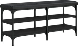 vidaXL - Schoenenbank - 102x32x47 - cm - bewerkt - hout - zwart