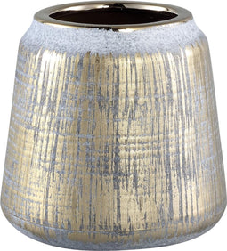 PTMD Bette Ronde Bloempot - H13,5 x Ø14,5 cm - Keramiek - Grijs/goud