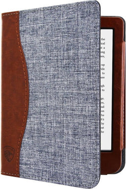 Jeans Sleepcover Geschikt voor Tolino Shine 4 Hoes Blauw / Cognac
