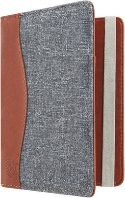 Jeans style RFID Paspoort hoesje Anti Skim / Paspoorthouder Blauw - Cognac