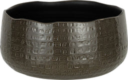 J-Line bloempot Patroon Laag - keramiek - donkergrijs - Ø 32.5 cm