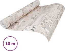vidaXL - Vliesbehang - 3D - steen-look - 10x0,53 - m - grijs - en - beige