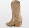 PS Poelman LOLA - Dames Western Enkellaarzen - Suède - Beige Bruin - Maat 41
