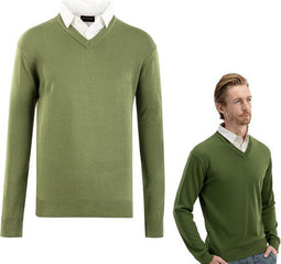 Milanoro Herenpullover - Overhemdkraag - Groen - M
