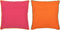 J-Line kussen Bloemen Geborduurd - katoen/polyester - oranje/roze - 2 stuks