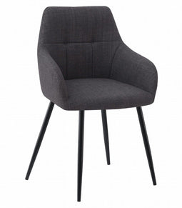 Stoel BENI - Grafiet Stof, Metalen Poten, Tijdloos Design en Uitstekend Zitcomfort voor Woonkamer, Slaapkamer, Eetkamer of Thuiskantoor, Max. 110 kg