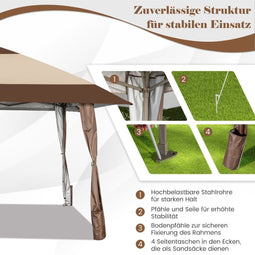 Coast - Terras Pavilion 4 m x 4 m - 3-fasen hoogteverstelling 265/275/285 cm - Beige