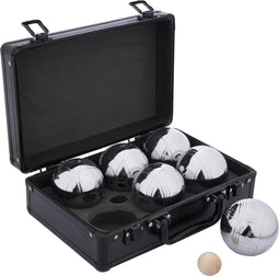 Jeu de boules set 6 ballen in zwarte aluminium koffer