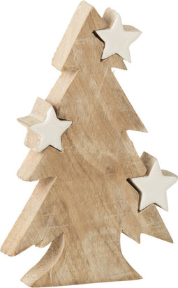 J-Line decoratie Kerstboom - hout - wit - medium