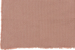 J-Line Plaid wafelpatroon - katoen - lichtroze - 180 x 140 cm - woonaccessoires