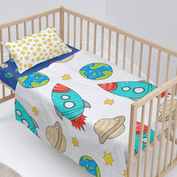 Happy Friday Sheet set 2 pieces Space rocket 120x180 cm (Cot bed) Multicolor
