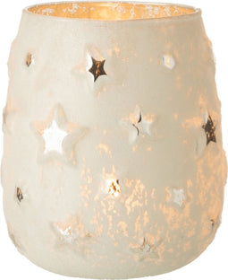 J-Line theelichthouder Ster - glas - zilver - large