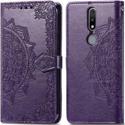 iMoshion Hoesje Geschikt voor Nokia 2.4 Hoesje Met Pasjeshouder - iMoshion Mandala Bookcase - Paars