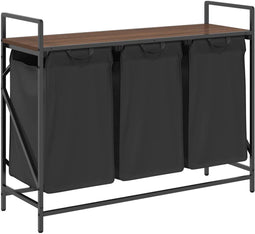 vidaXL - Wasmand - 3 - vakken - met - plank - bruin - eikenkleurig