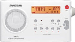 SANGEAN PR-D7 - Draagbare radio met adapter - 10 voorkeurzenders - Wit